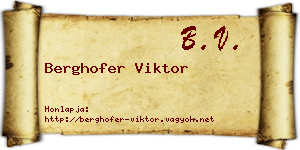 Berghofer Viktor névjegykártya